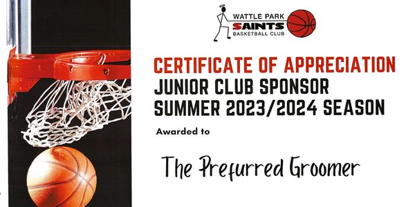 A certificate of appreciation for the junior summer club season.