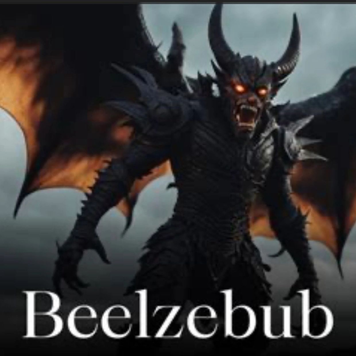 A menacing, horned demon with glowing eyes and fiery wings labeled Beelzebub.