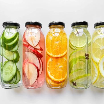 bottles with fruit