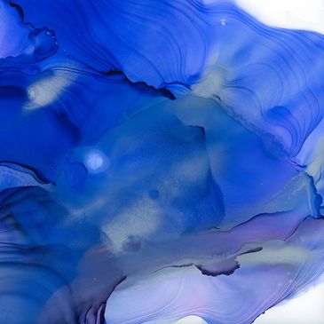 blue and purple alcohol ink painting