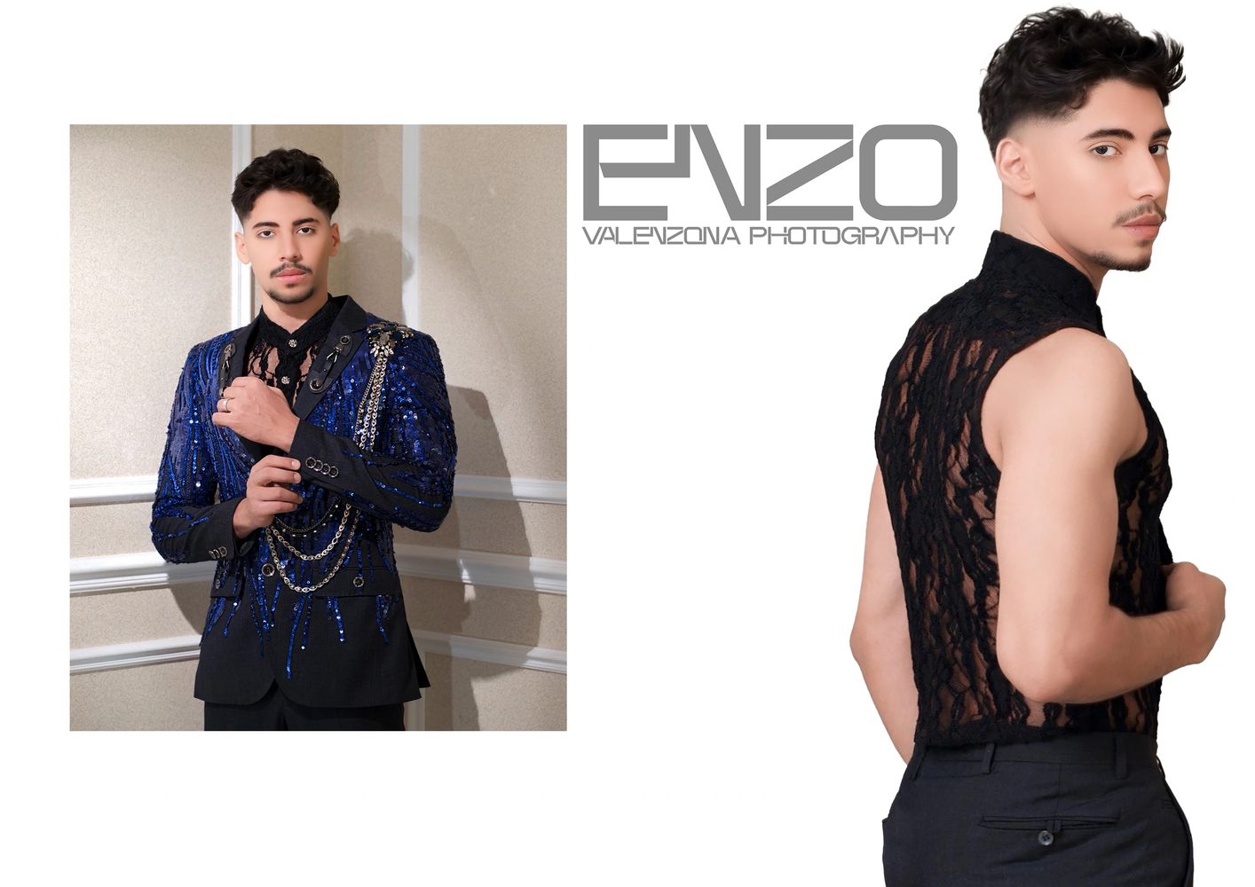 Fashion model in elegant and stylish outfits showcasing modern menswear.