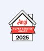 Angi Super Service Award 2025 badge shaped like a house.