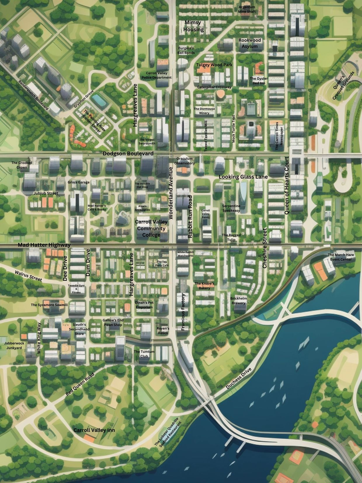 Detailed map of Carroll Valley with labeled streets and landmarks.