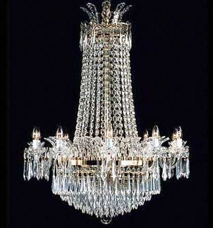 Star Lot: Large Water Crystal 10 Light Chandelier (D10) circa. 1969-1972