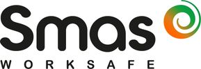 Smas WorkSafe logo with a circular gradient symbol.