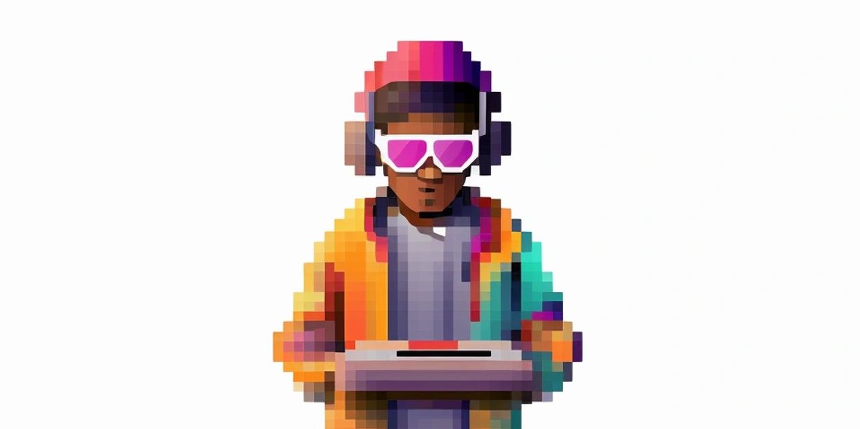 pixelated image of beat maker with AKAI MPC