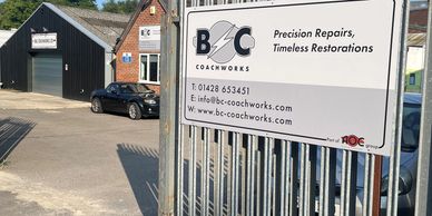 B&C Coachworks entrance and sign