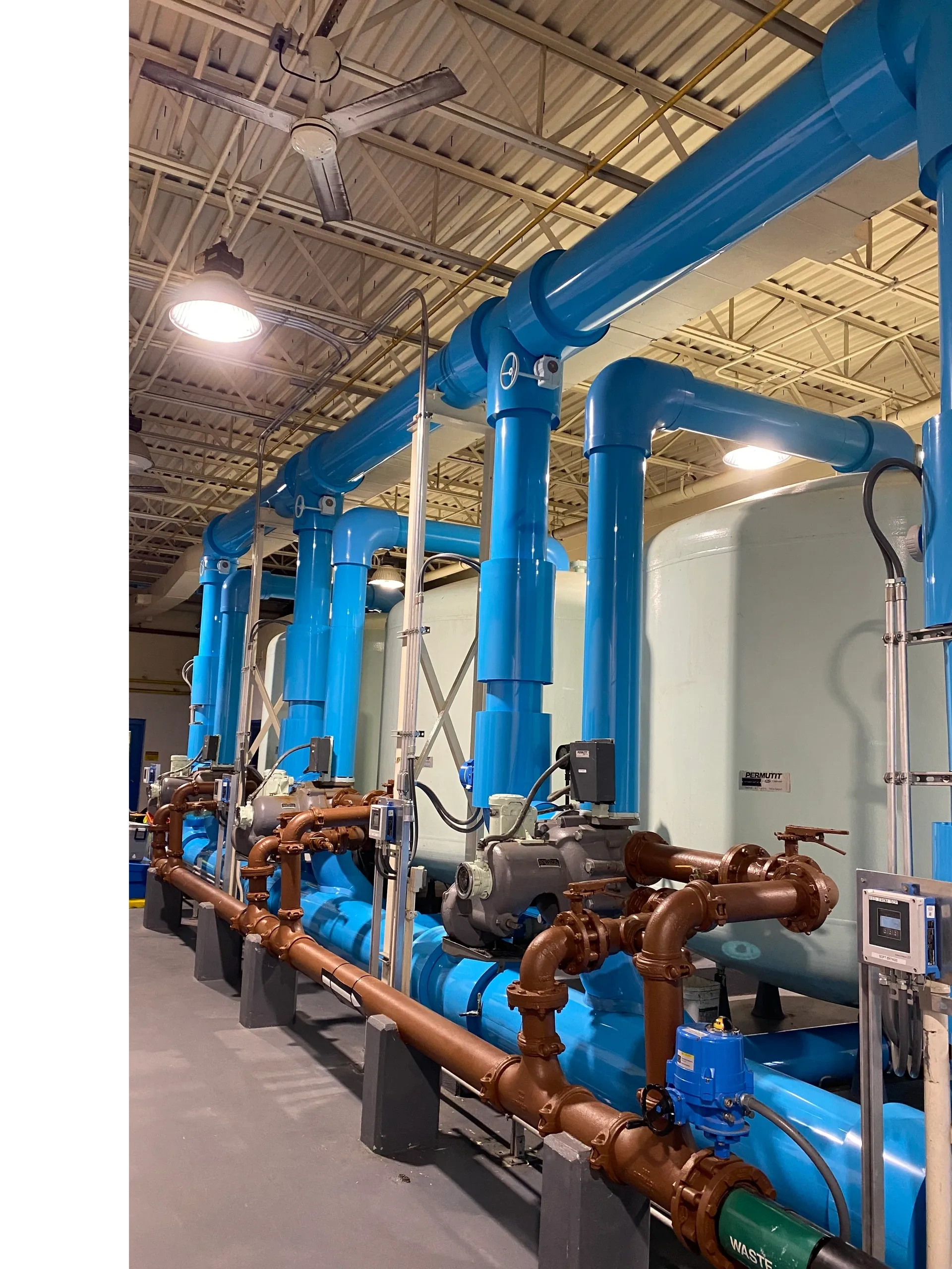 Industrial facility with blue PVC jacket