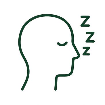 Head outline with closed eyes and zzz coming from face, depicting chronic fatigue syndrome or CFS