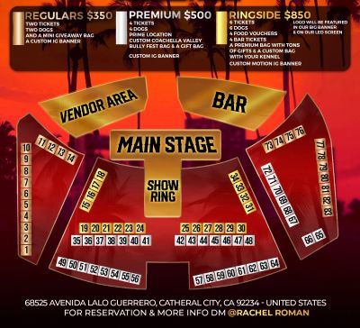Wrestling event seating and ticket details map.