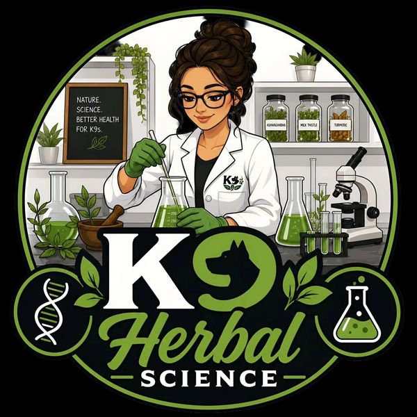 Scientist preparing herbal formulas for canine health.