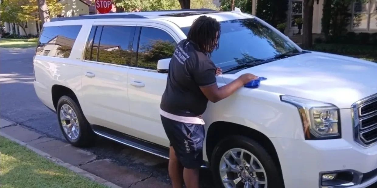 white truck wipe down after wash