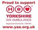 Logo of Yorkshire Air Ambulance showing support message.
