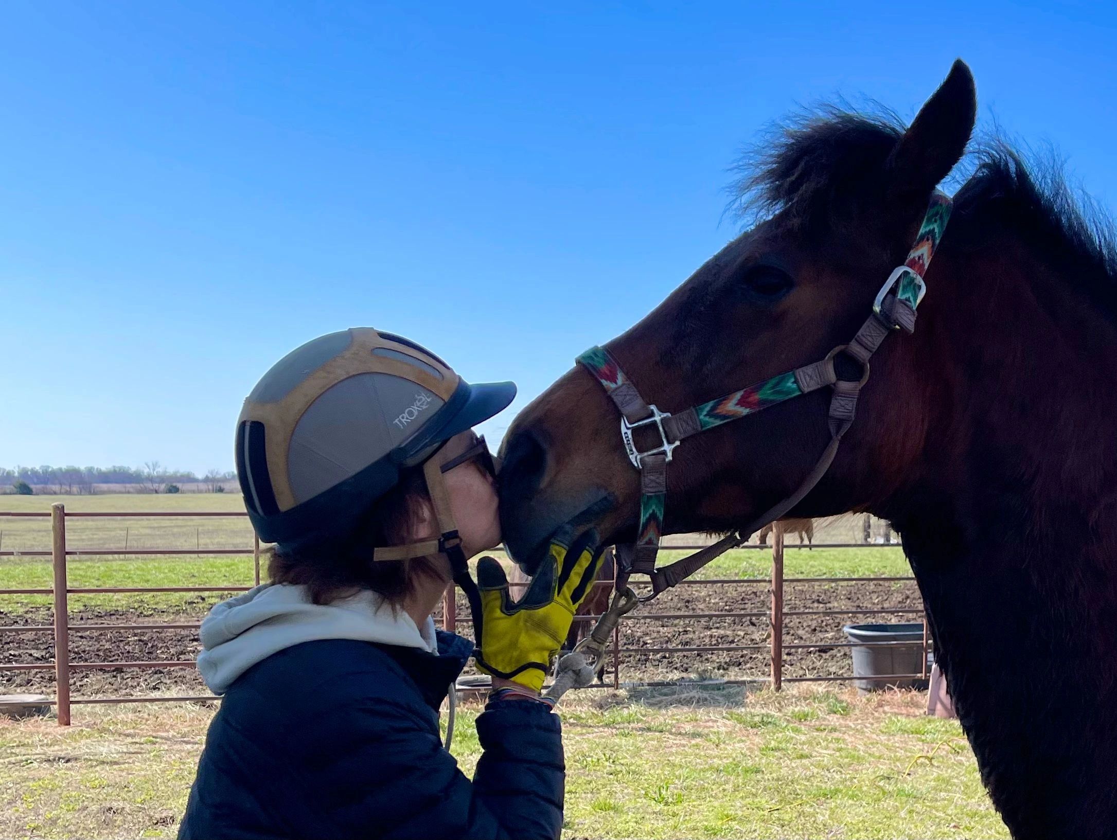 Suzie giving Valentina some love. This photo was taken on Suzie's last visit before she died. 
