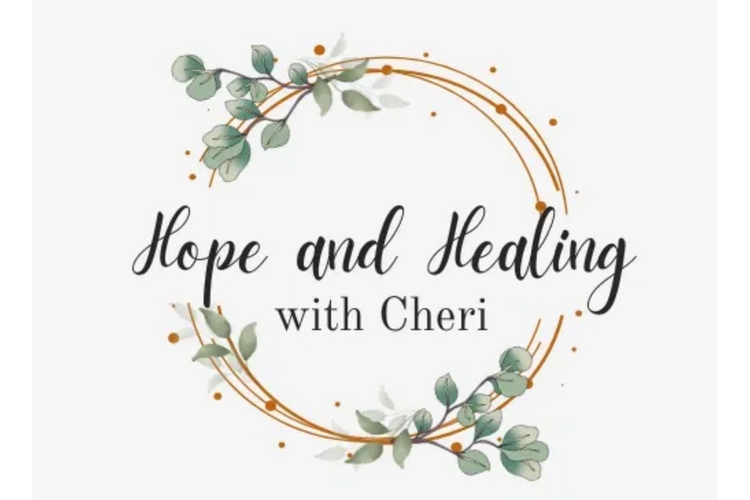 Elegant logo with leaves and circular design for Hope and Healing with Cheri.