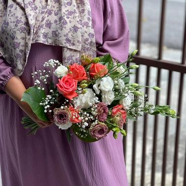 mix flower cascading bridal bouquet