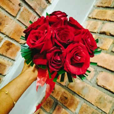 red roses bridal bouquet