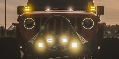 outlaw offroad gulf coast led lighting aux lights light bar pods amber rock lights headlights wheel