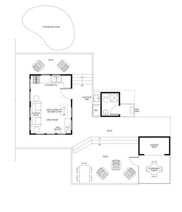 As-Built floor plan for a client's rental cabin.