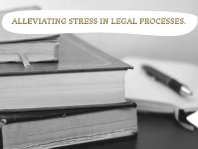 Books stacked 'alleviating stress from legal process"