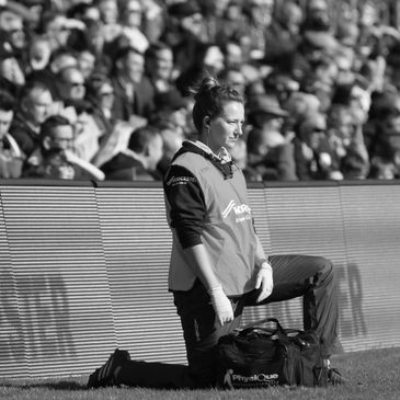 Pitchside at Worcester Warriors. 