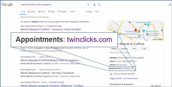 TwinClicks Booking Solution: Google Link