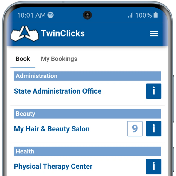 TwinClicks Booking Solution: Homepage