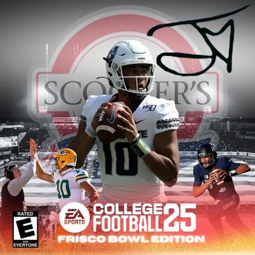 Cover art for EA Sports College Football 25 Frisco Bowl Edition featuring a quarterback.