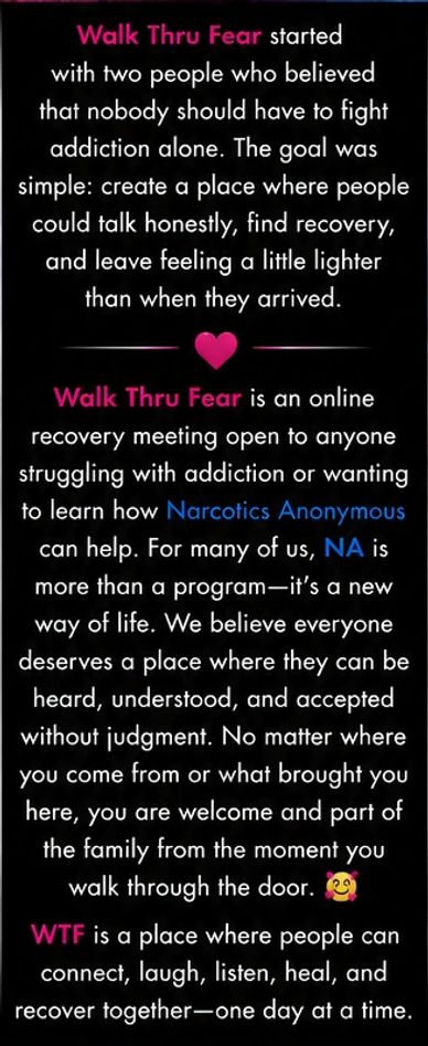 Walk Thru Fear offers online support for addiction recovery with honesty, acceptance, and connection.