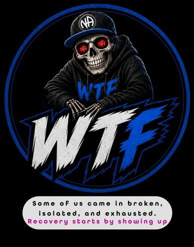 Skull figure with 'WTF' text and recovery message.
