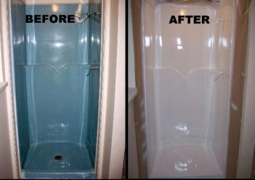 Before and after shower renovation.
