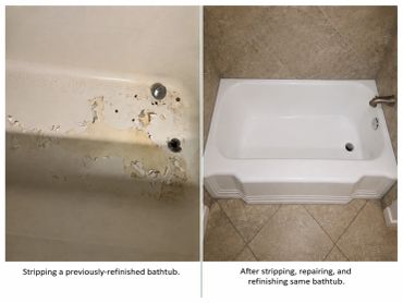 Bathtub before and after refinishing.