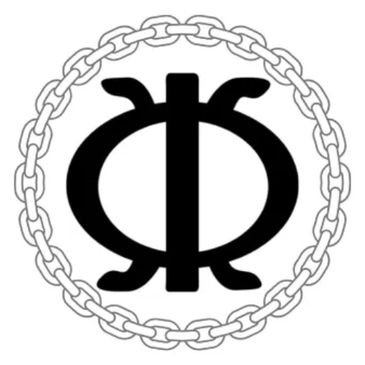 A symbol in white and black color