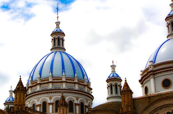 Classic Cathedral above Old Town Cuenca, Ecuador
  