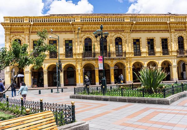 Classic Architecture of Building on the Square Cuenca, Ecuador