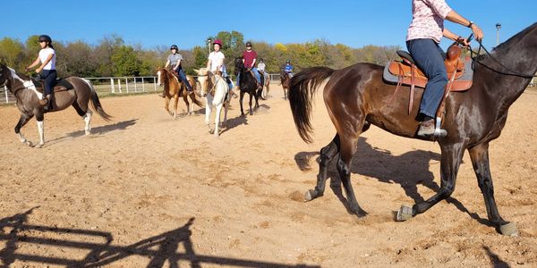 Group of people riding horses
