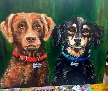 painting of two dogs