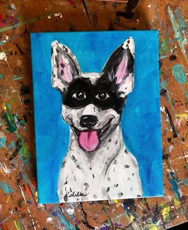 painting of a happy Dalmatian
Custom pet portrait painting dog cat 
Kate Lee laird art 