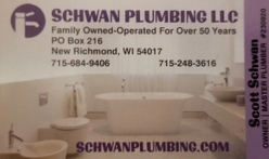 SCHWAN PLUMBING LLC
LOCALLY FAMILY OWNED AND OPERATED SINCE 1970