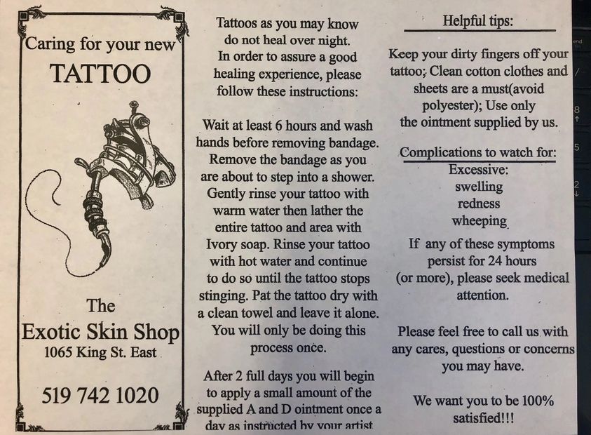 Tattoo Care Instructions
