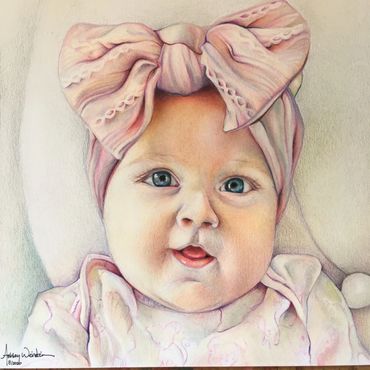 Realistic colored pencil drawing.