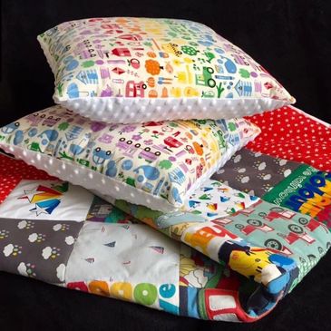 Keepsake cushions and quilt 