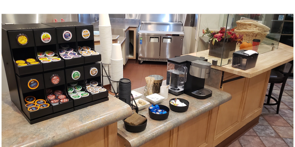 Coffee bar at  Doheny Village Hand Car Wash.