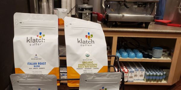 Klatch coffee for sale at Rosetta Coffee Brewing Company located inside Doheny Village Hand Car Wash.