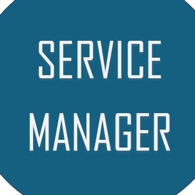 Blue badge with text 'Service Manager' in white.