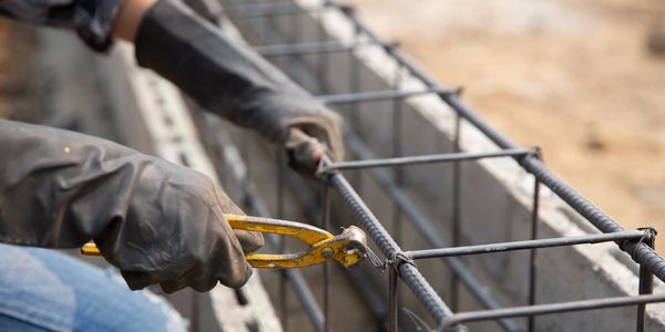 man cutting rebar for concreate construction