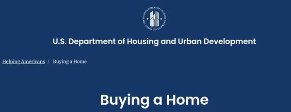 U.S. Department of Housing and Urban Development webpage on buying a home.