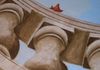 Close-up of ceiling mural banister