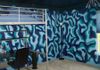AFTER- a free form mural mimicking the comforter.