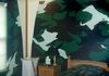 AFTER- camouflage walls in an Army tent